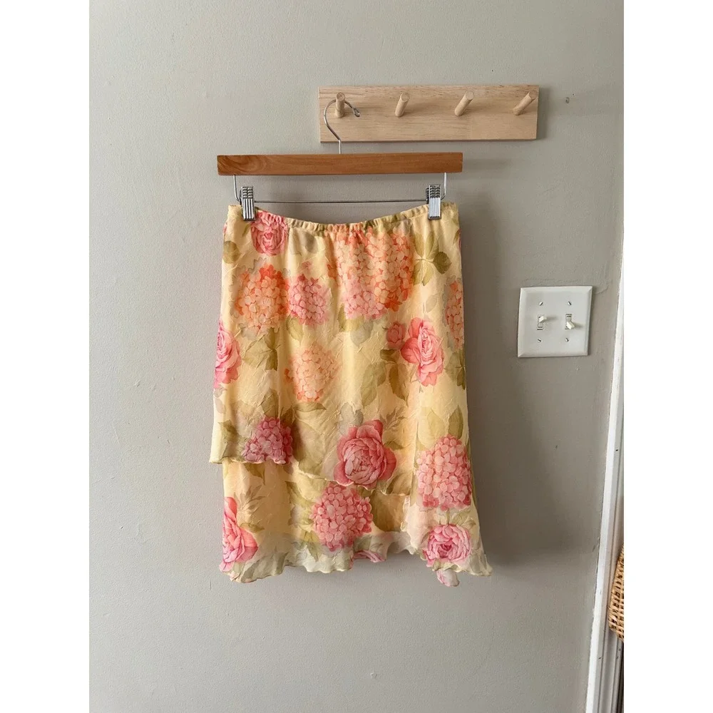 Y2K asymmetrical floral skirt + top